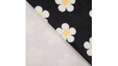 Cuddle Fleece Print + Uni - Flowers, Black
