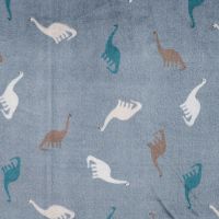 Cuddle Fleece Print + Uni - Dinos, Dusty Blue