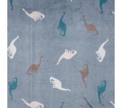 Cuddle Fleece Print + Uni - Dinos, Dusty Blue