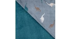 Cuddle Fleece Print + Uni - Dinos, Dusty Blue