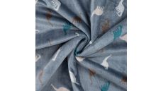 Cuddle Fleece Print + Uni - Dinos, Dusty Blue