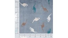 Cuddle Fleece Print + Uni - Dinos, Dusty Blue