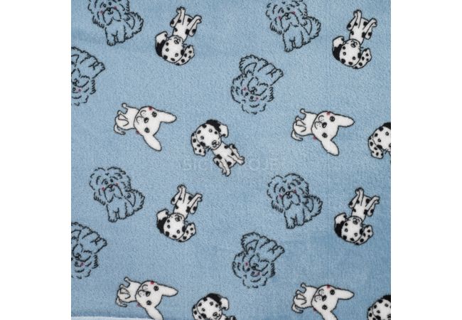Cuddle Fleece Print + Uni - Multi Dogs, Dusty Blue