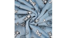 Cuddle Fleece Print + Uni - Multi Dogs, Dusty Blue