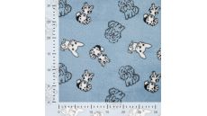 Cuddle Fleece Print + Uni - Multi Dogs, Dusty Blue