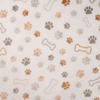 Cute Fleece Print - Paws And Bones, Off White