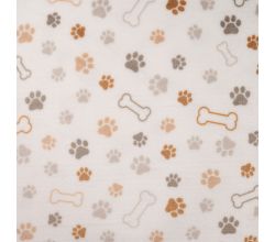 Cute Fleece Print - Paws And Bones, Off White