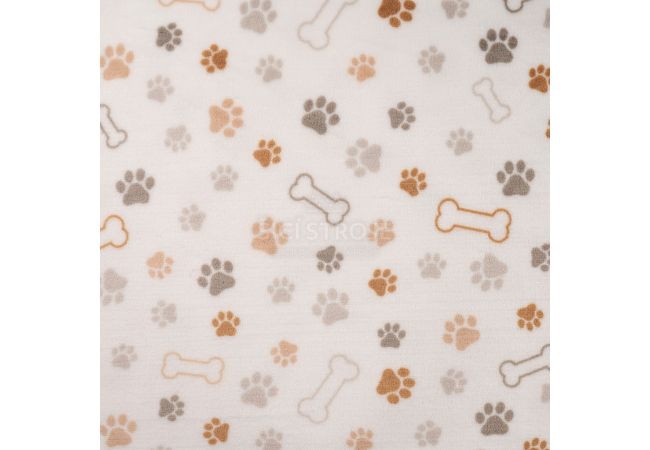 Cute Fleece Print - Paws And Bones, Off White