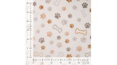 Cute Fleece Print - Paws And Bones, Off White