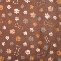 Cute Fleece Print - Paws And Bones, Brown