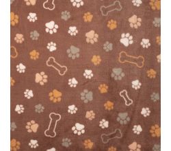 Cute Fleece Print - Paws And Bones, Brown