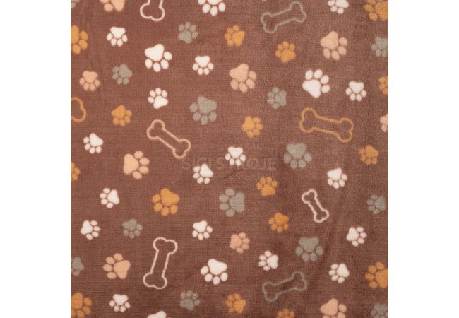 Cute Fleece Print - Paws And Bones, Brown
