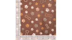 Cute Fleece Print - Paws And Bones, Brown