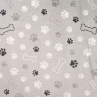 Cute Fleece Print - Paws And Bones, Silver Grey