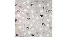 Cute Fleece Print - Paws And Bones, Silver Grey