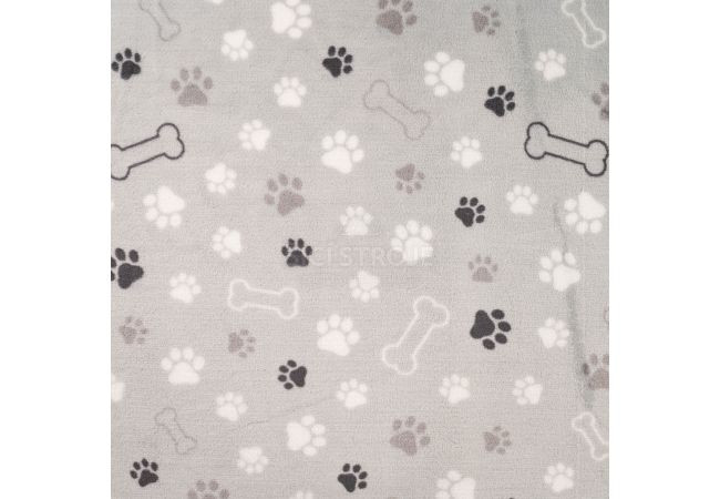 Cute Fleece Print - Paws And Bones, Silver Grey