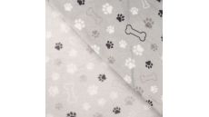 Cute Fleece Print - Paws And Bones, Silver Grey