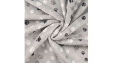 Cute Fleece Print - Paws And Bones, Silver Grey