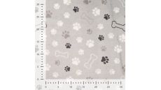 Cute Fleece Print - Paws And Bones, Silver Grey