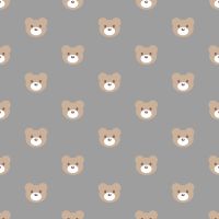 Cute Fleece Print - Bear, Grey