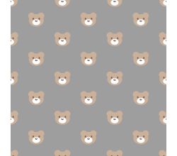 Cute Fleece Print - Bear, Grey