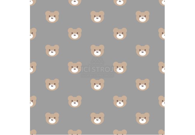 Cute Fleece Print - Bear, Grey