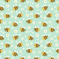 Cute Fleece Print - Bee, Dusty Mint