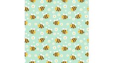 Cute Fleece Print - Bee, Dusty Mint
