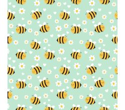 Cute Fleece Print - Bee, Dusty Mint