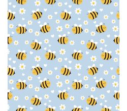 Cute Fleece Print - Bee, Baby Blue