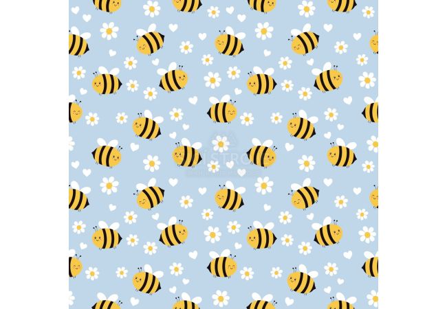 Cute Fleece Print - Bee, Baby Blue