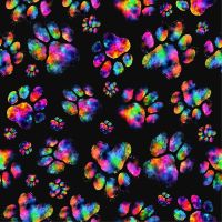 Cute Fleece Print - Paws, Multicolor