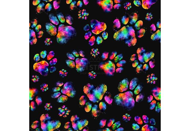 Cute Fleece Print - Paws, Multicolor
