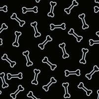 Cute Fleece Print - Bones, Black