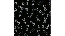 Cute Fleece Print - Bones, Black