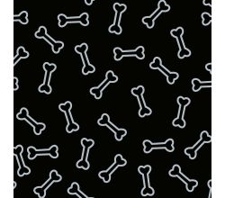 Cute Fleece Print - Bones, Black