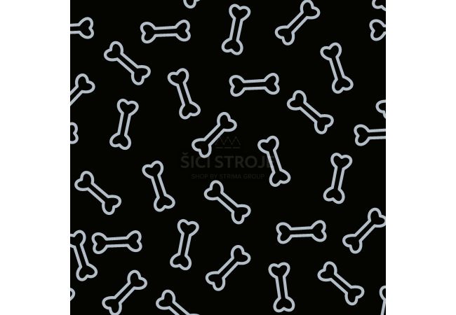 Cute Fleece Print - Bones, Black