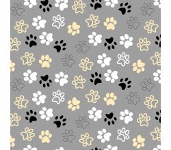 Cute Fleece Print - Paws, Grey