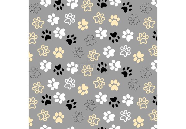 Cute Fleece Print - Paws, Grey