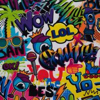 Alpenfleece Digital Print - Graffiti, Multicolor