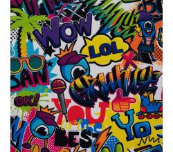 Alpenfleece Digital Print - Graffiti, Multicolor