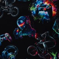 Alpenfleece Digital Print - Urban Life, Black