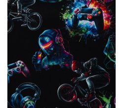 Alpenfleece Digital Print - Urban Life, Black