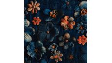 Alpenfleece Digital Print - Flowers, Denim