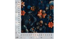 Alpenfleece Digital Print - Flowers, Denim