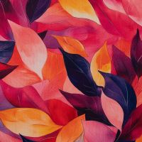 Alpenfleece Digital Print - Leaves, Coral