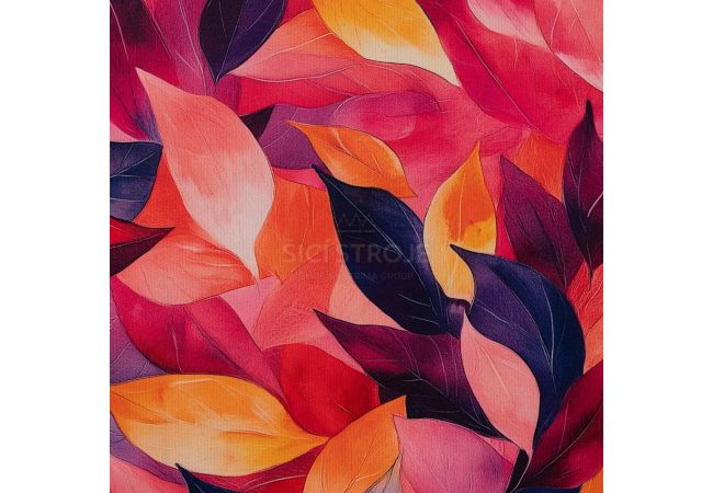 Alpenfleece Digital Print - Leaves, Coral