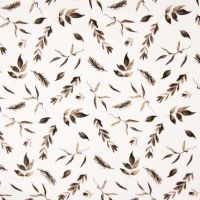 Nicky Velour Print - Leaves, Taupe