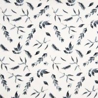 Nicky Velour Print - Leaves, Blue