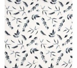 Nicky Velour Print - Leaves, Blue